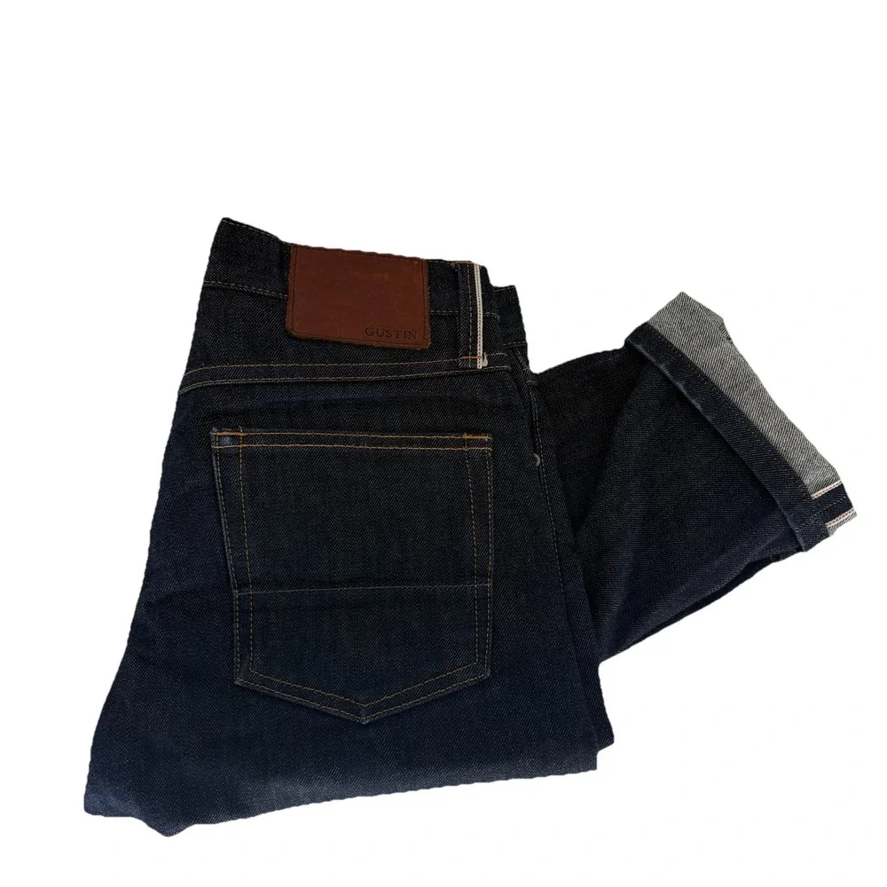 Gustin Selvedge Denim Jeans Raw Selvedge Skinny Fit Button Fly USA Men 30x30